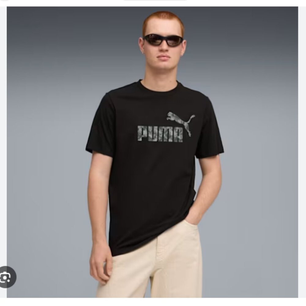 NWT Black Puma Men's T-shirt with gray and white detail--Medium-316